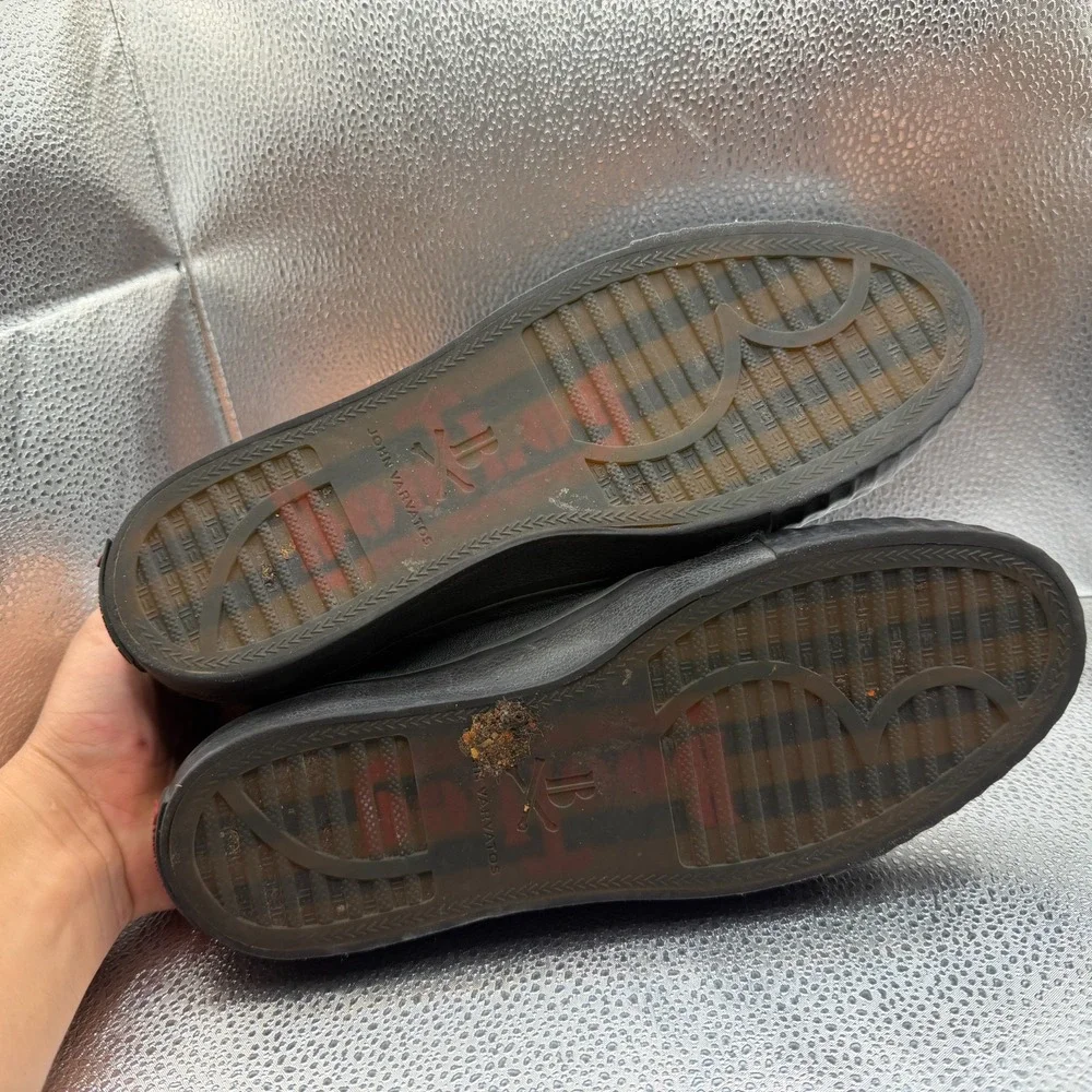 Size 7M John‎ Varvatos Bootleg Black Mens Low Top Lace-Up Athletic Sneakers